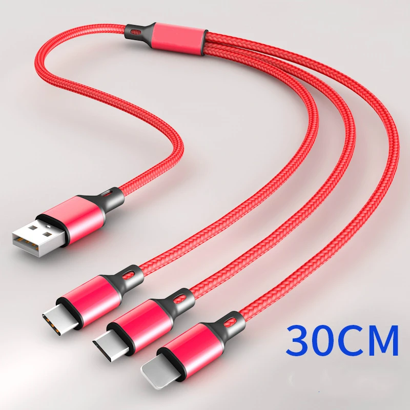 Mzxtby 30 см 3in1 USB кабель для передачи данных IPhone samsung huawei Honor Xiaomi RedMi Micro Type C быстрой