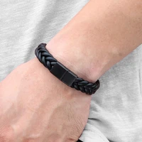 Classic Style New year Gift 6 Options Stainless Steel Leather Men’s Bracelet Multi-color Magnet Buckle DIY Size Custom LOGO Sale