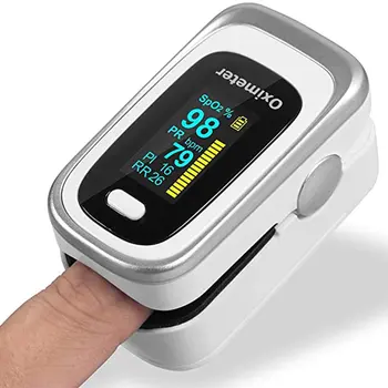 

Finger Pulse Oximeter Blood oxygen saturation monitor respiratory rate with OLED Screen Alarm and Auto-Off Function