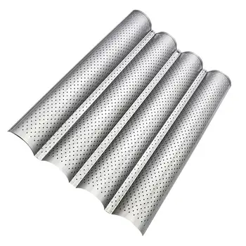 

2PCS 4 Slot French Bread Baking Mold Bread Wave Tray Cake Baguette Mold Baking Pans Perforated Non Stick Baking Dishes