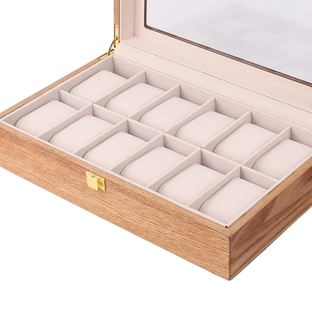 10/12 Slots Watch Box Case Organiser Wooden Portable Jewelry Storage Holder