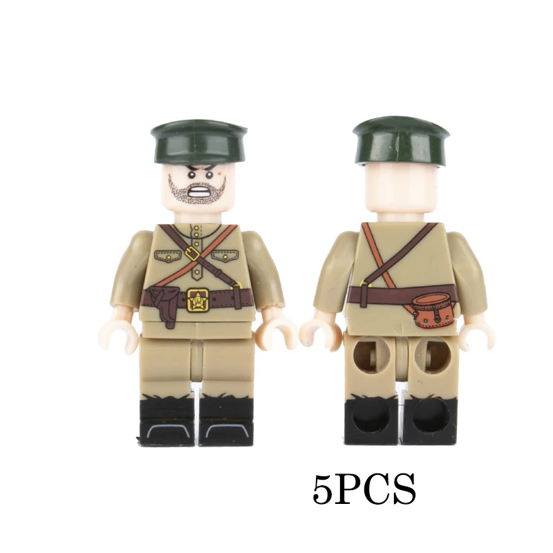 5PCS Officer WW2 военная армия советские солдаты фигурки оружие строительные блоки Вторая мировая война Россия шлем части Аксессуары Кирпичи игрушки для детей - Цвет: 5PCS Officer