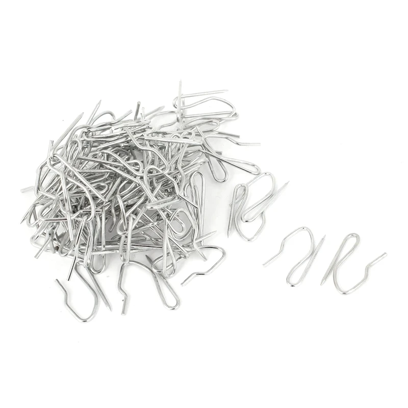 

50x Drapery Curtain Tape Buckram Metal Pinch Fold Hook Silver Tone