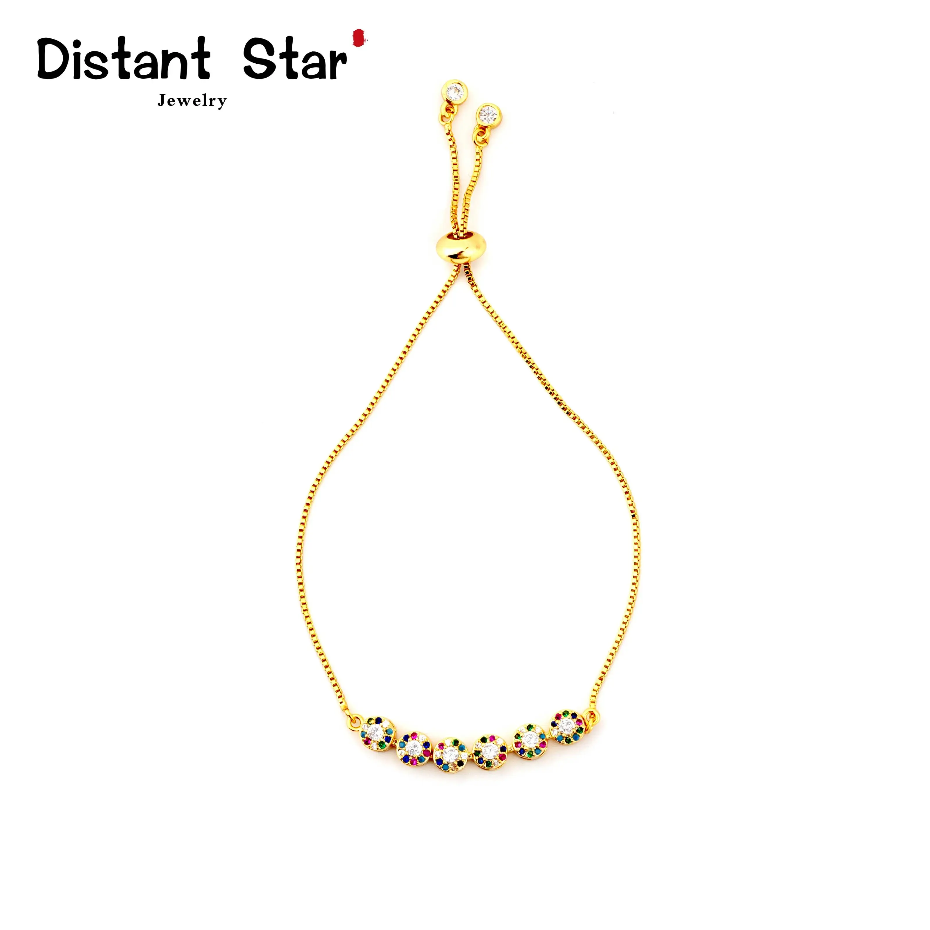 Женские браслеты золотистого цвета радужной расцветки бижутерия с кубическим