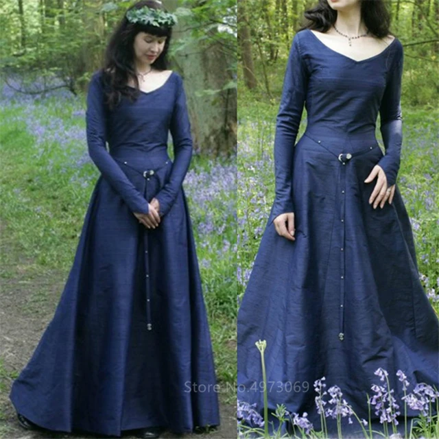 Vestido Medieval largo Vintage para mujer, vestidos medievales sólidos  renacentistas hasta el suelo, vestidos de fiesta de carnaval, trajes de  Cosplay de sirvienta de palacio - AliExpress