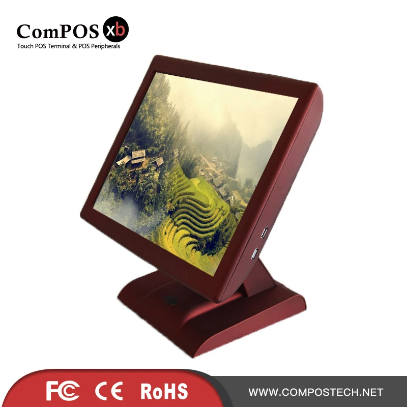

China cheap price 15inch resistive touch screen pos terminal elegant red
