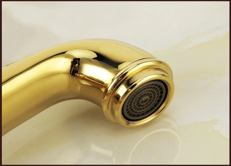 Basin Faucet Brass Gold Bathroom Sink Faucet Single Handle Ceramics Bath basin Deck Hot Cold Mixer Water Tap Crane
