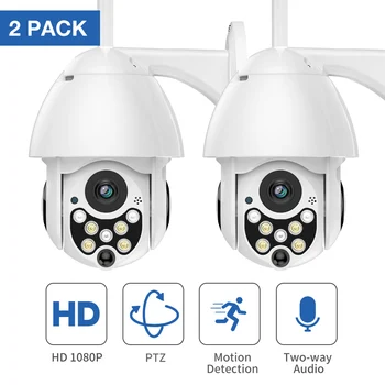 

1080P Wireless PTZ IP Camera Outdoor WIFI Speed Dome Security Camera Exterior Pan Tilt 4X Zoom IR CCTV Camera P2P (2 Pack )