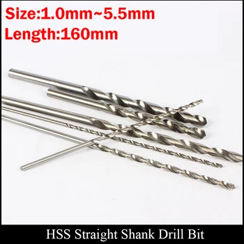 

10Pieces 1mm OD 160mm Extra Long Plastic Metal Wood High Speed Steel HSS Straight Shank Twist Drill Bit