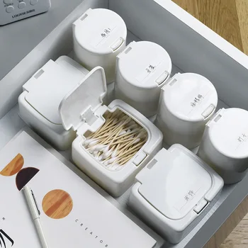 

Plastic Multifunctional Small Item Storage Box Dustproof Cotton Swab Sewing Box Creative Portable Mini Home Storage Organization