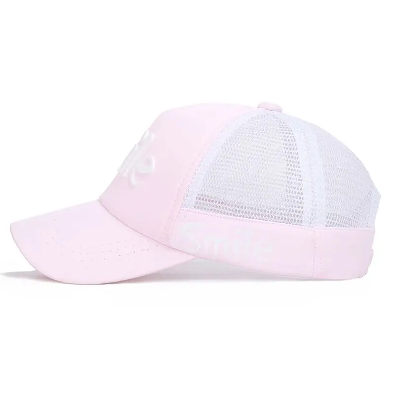 Summer Peaked Cap Smile Letter Printed Mesh Baseball Hat Children Outdoor Headwear With Adjustable Back Closure New