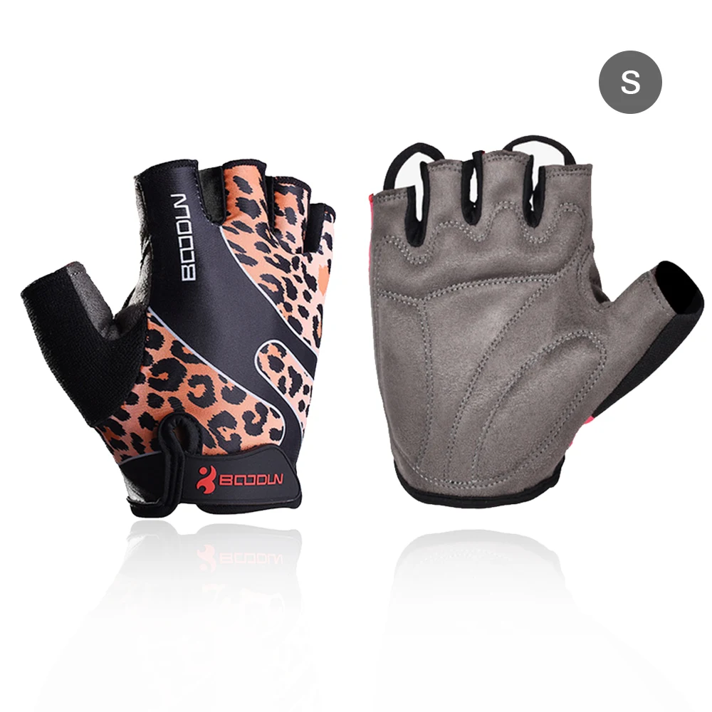 Leopard Print SFIT велосипедные перчатки анти-шок половина пальца противоскользящие анти-пот велосипедные перчатки для верховой езды для MTB дорожный горный спорт велосипедные перчатки - Цвет: Leopard Print