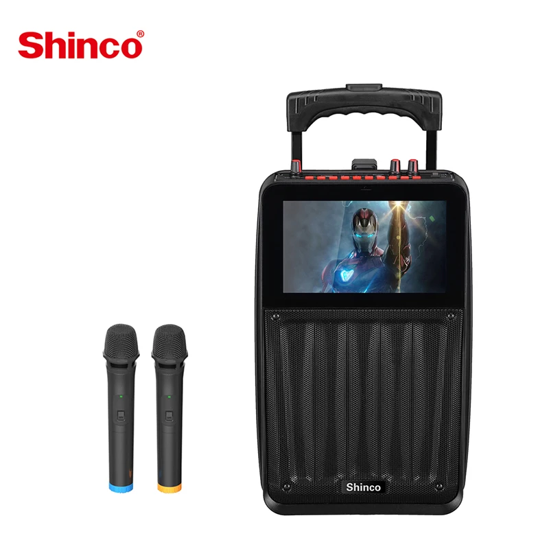 

Shinco Karaoke Video Speaker Bluetooth with 8 inch Screen and 2 Wireless Microphone Multi Function Speakers Support USB,TF,Aux
