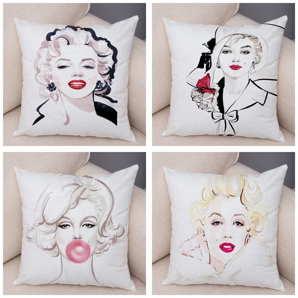 Супер звезда Мэрилин Монро простой красочный мультфильм сексуальная девушка наволочка плюшевая Декоративная Подушка Чехол для дивана