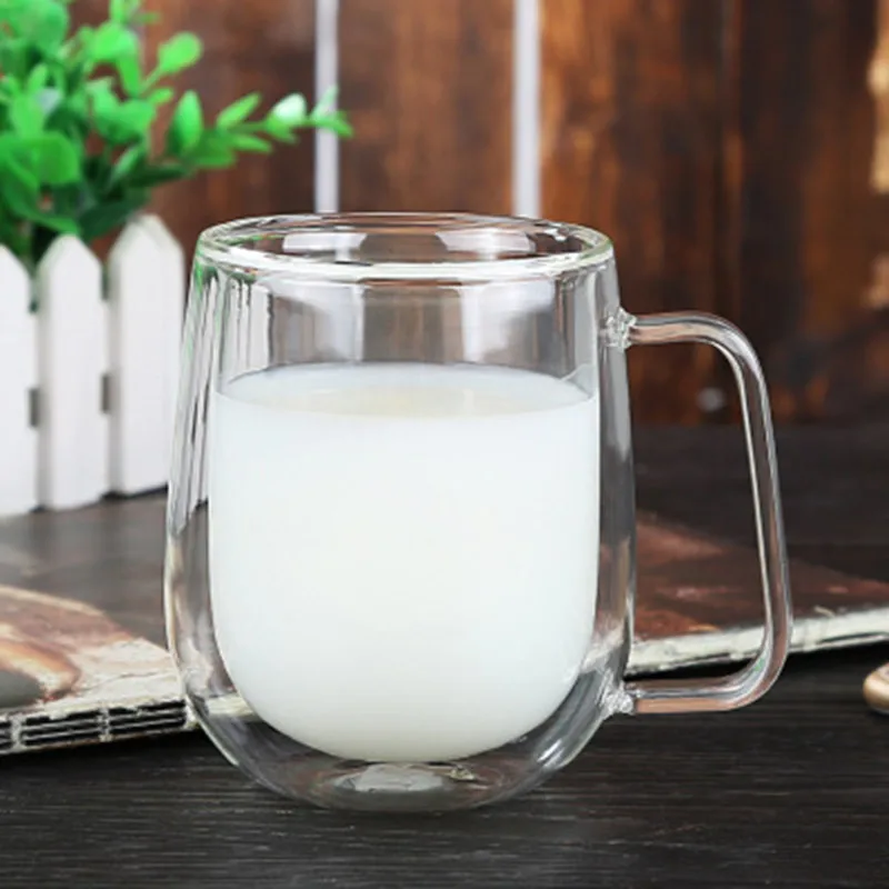Doppel Kaffee Becher Mit die Griff Becher Trinken Isolierung Doppel Wand Glas Tee Tasse kreactive Geschenk Drink Milch