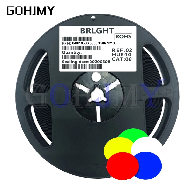 1Reel 0402 0603 0805 1206 1210 smd led Red Yellow Green White Blue light emitting diode Clear LED Light Diode Set