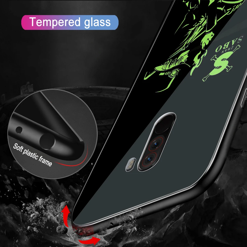 ciciber Phone Case for Xiaomi 9 8 A2 6X MIX 2 2S PocoPhone F1 Luminous Glass Cover for Redmi Note 7 6 5 Pro Plus One Piece Luffy