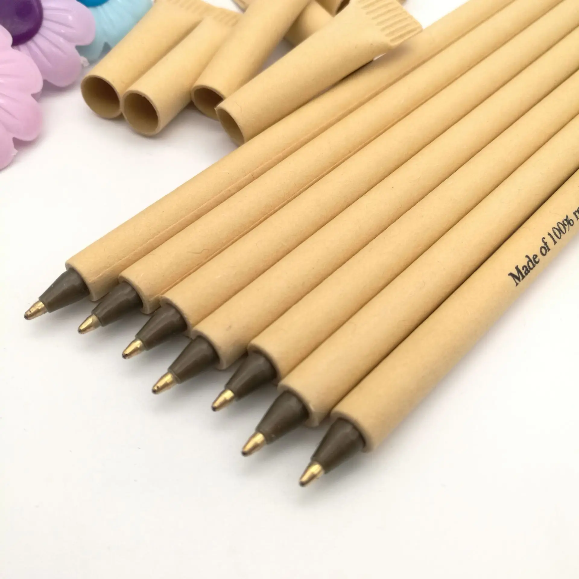 500 шт креативные крафт-бумажные ручки, набор шариковых ручек, офисные ручки для школы, милые ручки для письма
