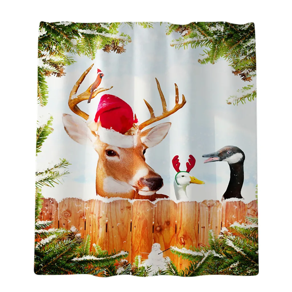 Санта-Рождество печать туалет коврик для ванной и занавеска для душа комплект из четырех предметов# C - Цвет: 14