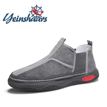

2020 Mens Shoes Suede Chelsea Ankle Boots Vintage Travel Outdoor Shoes Male Casual Comfy Slip On Flat Shoes Chaussure Homme Cuir
