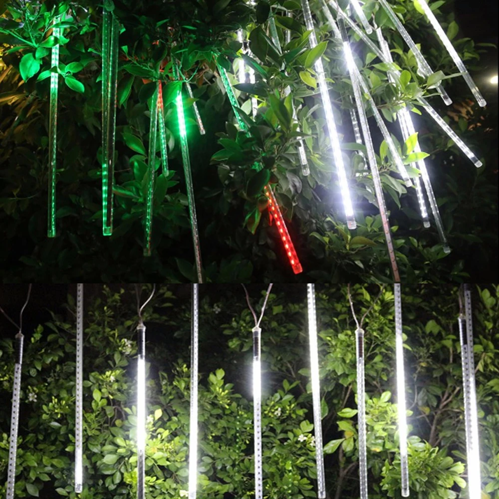 New Year 30-50cm Outdoor Meteor Shower Rain 8 Tubes LED String Lights Waterproof For Tree Christmas Wedding Party Decorat Lamp 13
