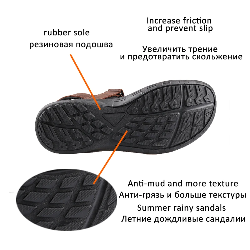 GRITION/мужские сандалии из натуральной кожи; сезон лето; Уличная Повседневная обувь; шлепанцы для прогулок; пляжные сандалии на плоской платформе; спортивная обувь; большой размер 46