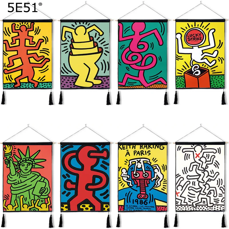 Graffiti background cloth tapestry cotton linen tassel paintings 45*65cm | Дом и сад