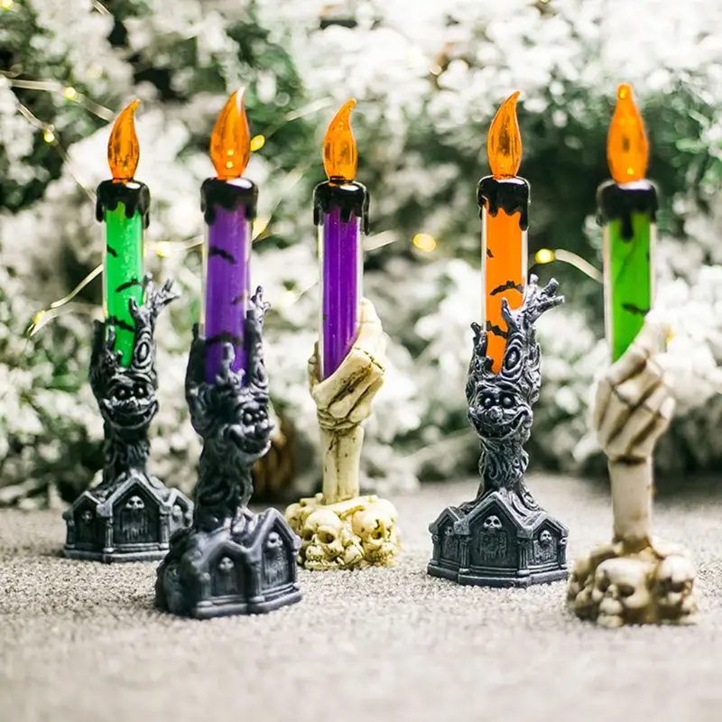 Halloween Horror Skeleton Ghost Handheld LED Candle Light House Party Decoration Candle Light