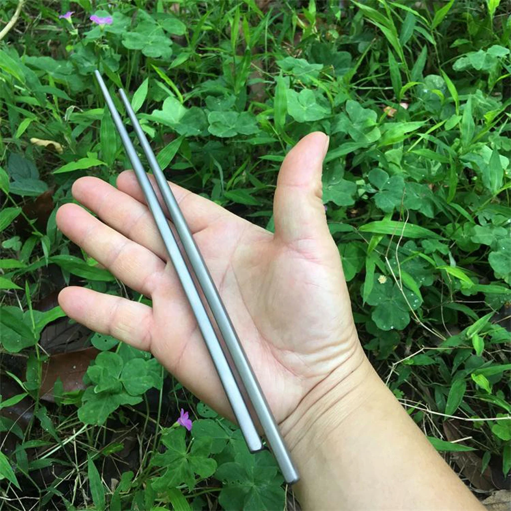 1 Pair Pure Titanium High Quality Chopsticks Camping Picnic Meal Dinnerware