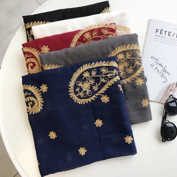 

2020 spring and autumn women new Cotton and linen Flower silk scarves sunscreen quality cotton Luxury shawl Fashion print scarf