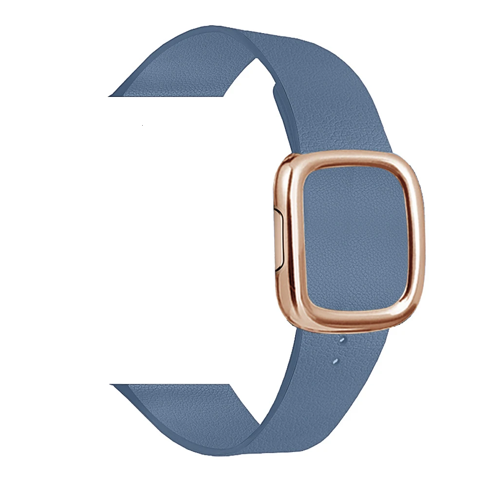 Кожаная Петля ремешок для apple watch группа 5 4 44/40 мм современный стиль браслет на запястье, аксессуары для наручных часов iWatch серии 3/2/1 42/38 мм - Цвет ремешка: Cornflower Gold