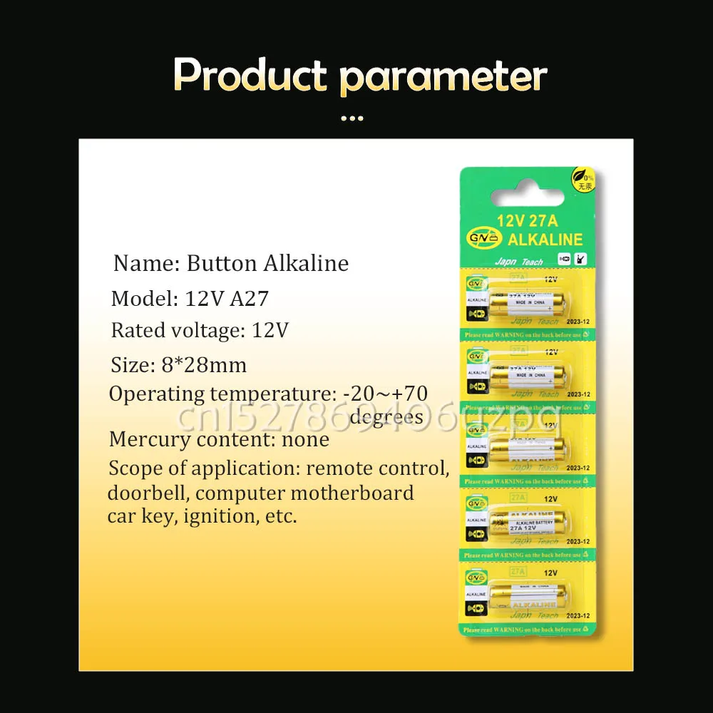Щелочная батарея G27A MN27 MS27 GP27A A27 L828 V27GA ALK27A A27BP K27A VR27 R27A для дверного звонка пульт