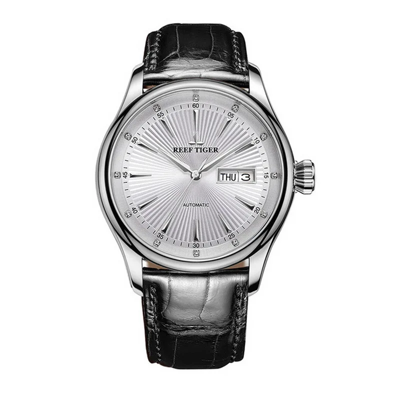 automatic watch p11 Мужские автоматические часы, наручные часы, мужские часы Reef Tiger, Роскошные водонепроницаемые механические наручные часы с кожаным ремешком, мужские часы RGA8232 - Цвет: automatic watch p11