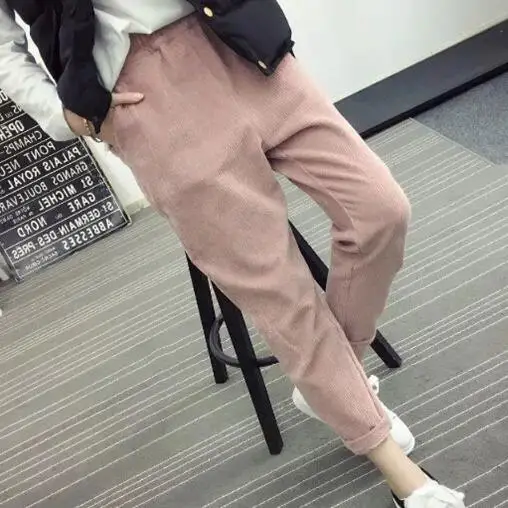 

Autumn Women Corduroy Pants Pantalon Mujer Elastic Waist Harem Pants Plus Size 3XL Casual Sweatpants Trousers Loose Pants DW664