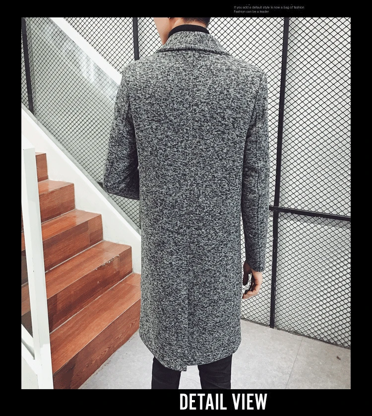 Autumn Winter Long Trench Men's Slim Korean Style Casual Jacket Men's New Large Size 5XL Lapel Trench Coats