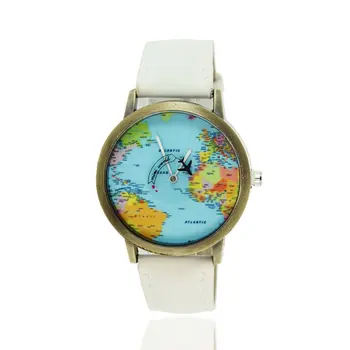 

World Maps Airplane Pattern Canvas Straps Fashionable Design Quartz Movement Wrist Watches Watchband Unisex Men Women