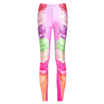 

Spring and Autumn thin Digital Printing Color Ice Cream Tower bottom trousers leggings