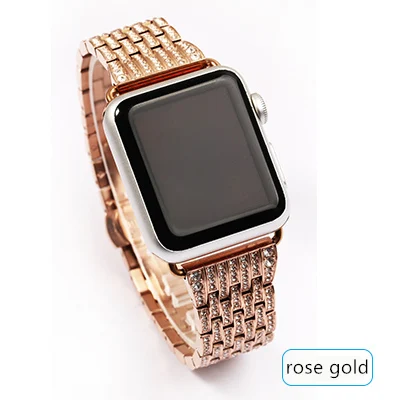rose gold Шикарный ремешок для Apple watch band 38 мм 42 мм iWatch 4 band 44 мм 40 мм бриллиантовый браслет из нержавеющей стали Apple watch 4 5 3 - Цвет ремешка: rose gold