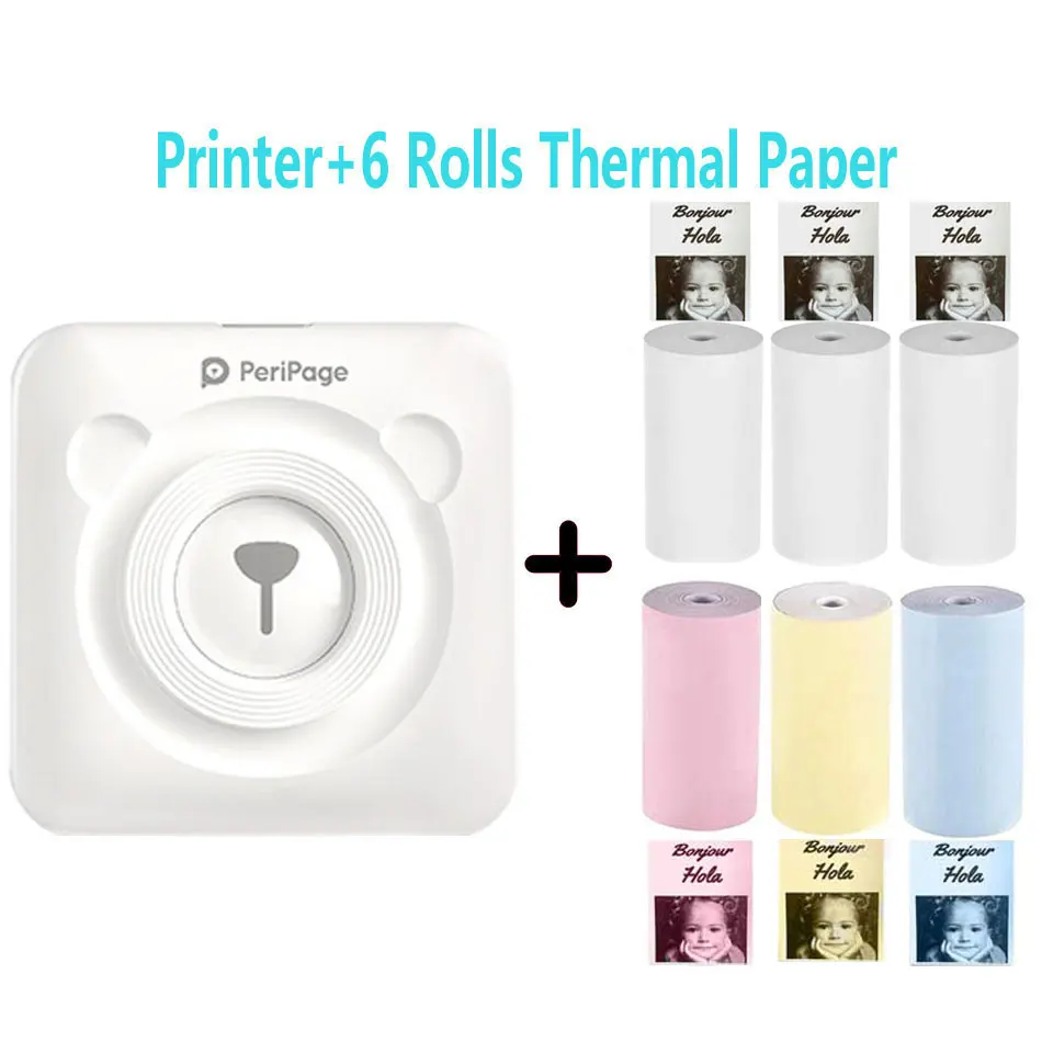 PeriPage Portable Thermal Bluetooth Printer Mini Photo Pictures Printer For Mobile Android IOS Phone 58mm Pocket Machine 