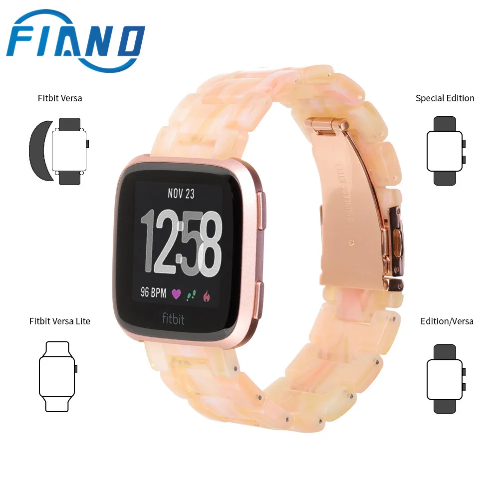 Женский резиновый ремешок для часов forAll Fitbit Versa/Versa Lite Edition/Versa Special Edition, стальной ремешок с застежкой, резиновый браслет на запястье