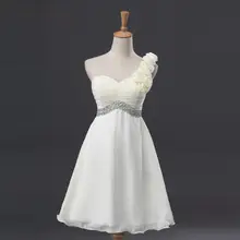 Элегантное короткое/Мини платье на одно плечо, платье для выпускного вечера ручной работы с цветами и бисером, вечерние платья трапециевидной формы, настоящая фотография, на молнии