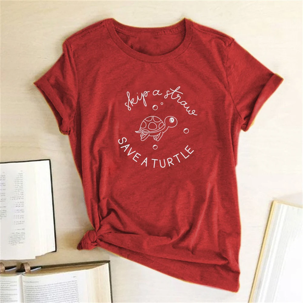 Save A Turtle Printing T-shirts Women Clothing Summer Cute Shirt Graphic Tops For Women Fashion Kawaii Shirt Harajuku Femme