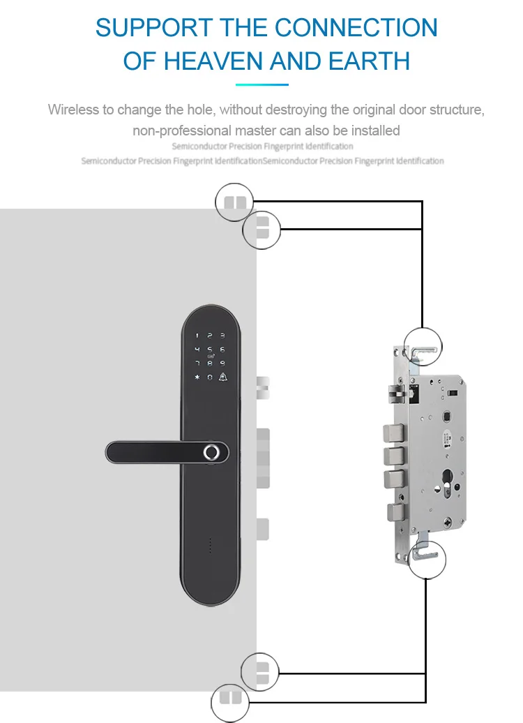 smart phone ttlock app control bluetooth fingerprint password door lock for home airbnb office school hotel