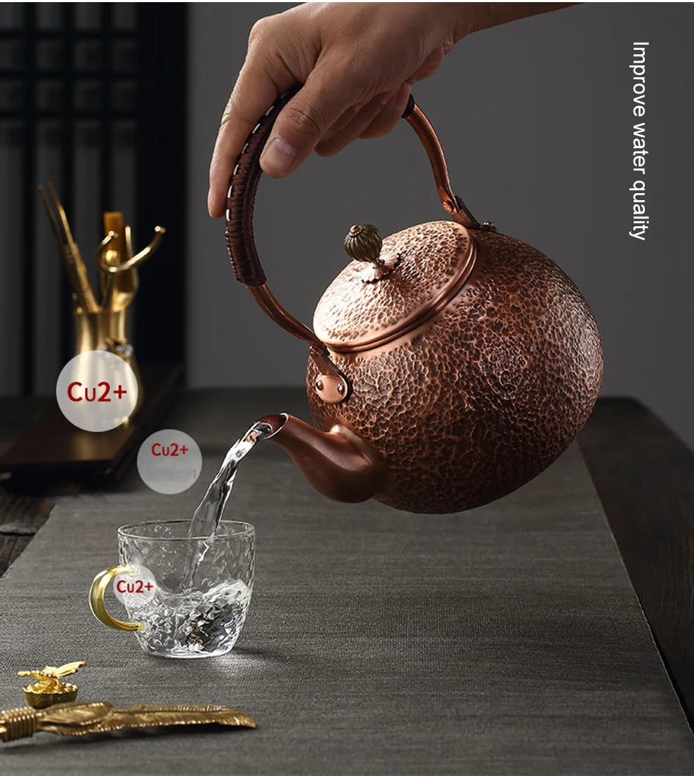Red Copper Kettle Large Capacity Pure Copper Boiling Water Kettle