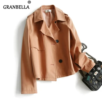 

Long Sleeve Japanese-style Short Women's Windbreaker Turndown Collar Gorgeous Female Trench Coat Solid Color Outwear Women Coat
