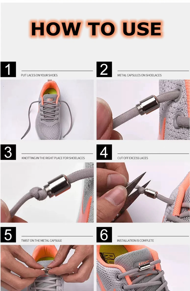 1Pair No Tie Shoelaces 1second Quick Elastic Locking Shoe laces Sneakers Canvas shoelace Women Men Children’s Shoes laces