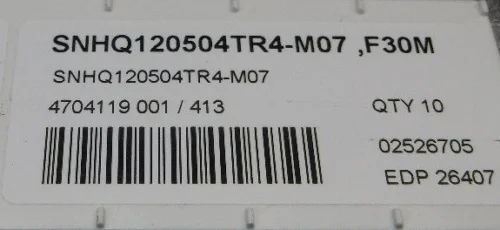 10 шт. вставки карбида SNHQ120504TR4-M07 F30M