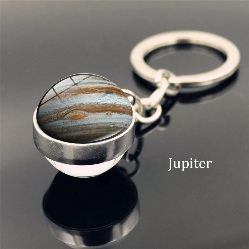 Jupiter Брелок для ключей с солнечной системой планета галактика Туманность космический брелок луна земля солнце Марс художественное изображение двусторонний стеклянный шар автомобильный брелок - Цвет: Jupiter
