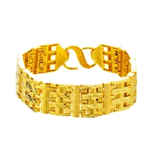 24 К золотой цвет Мужские металлические браслеты широкий браслет Европейский женский очаровательный брендовый браслет для женщин ювелирные изделия подарки