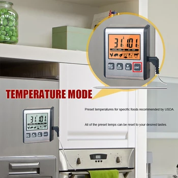 

Electronic Digital Barbecue Thermometer Food Meat Kitchen Grill Oven Thermometer with Timer Stainless Steel Probe Cooking Tools